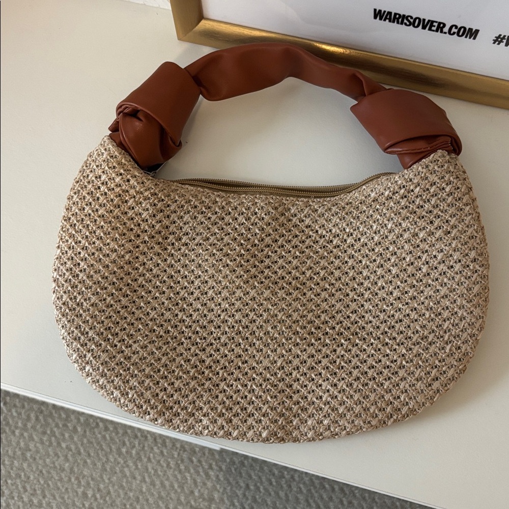 Woven Beige and Brown Handbag